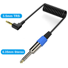 弹簧伸缩立体声3.5mm TRS转6.35mm吉他电脑扬声器放大器音频线