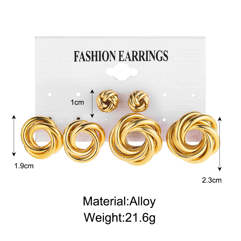 Creative New Geometry Twisted Metal Circle Earrings Set 3 Pieces display picture 1