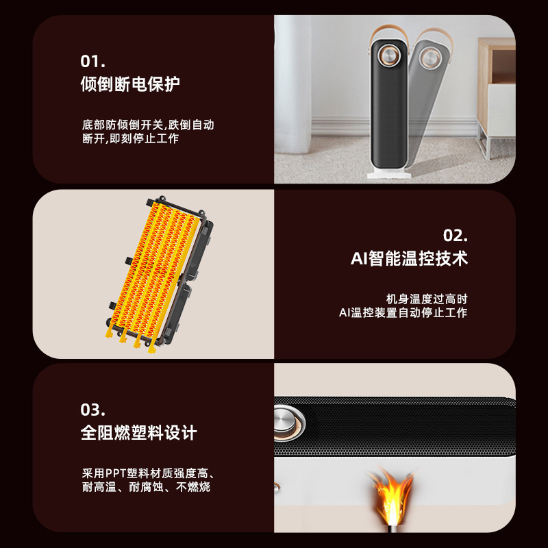 小型家庭用熱風PTCミニ電気ヒーター卓上型グラフェンヒーター強力熱風|undefined