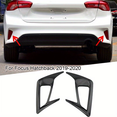 For Focus Hatchback Mk4 2019-2020 Carbon Fiber Rear Fog Light Frame Cover Trim 2Pcs