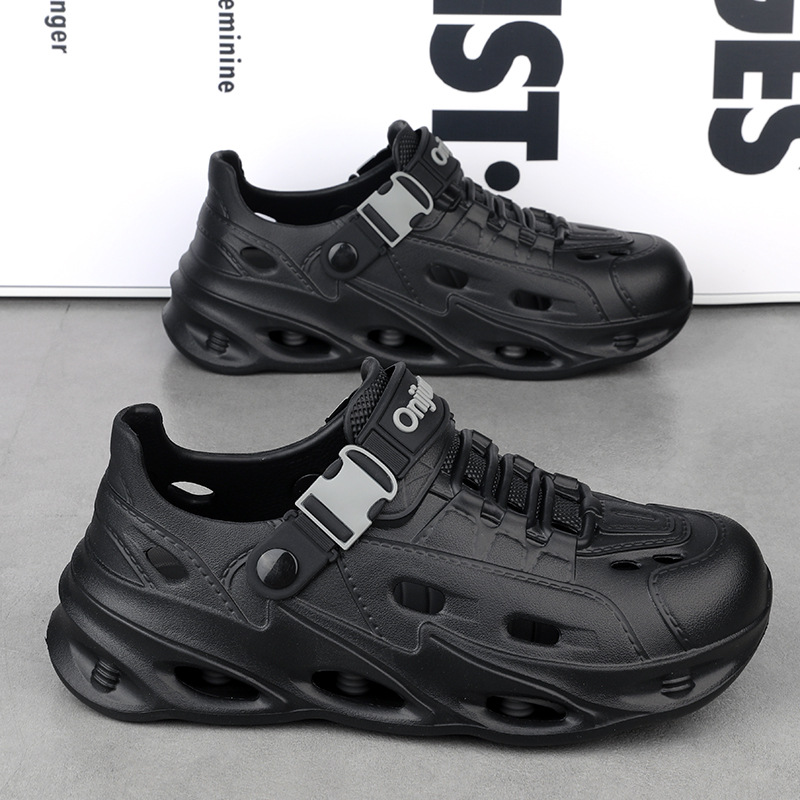 Sandalias con todo incluido, verano para hombres, nuevos zapatos con agujeros de tendencia, sandalias de suela gruesa con absorción de impactos, zapatos de playa cómodos y transpirables