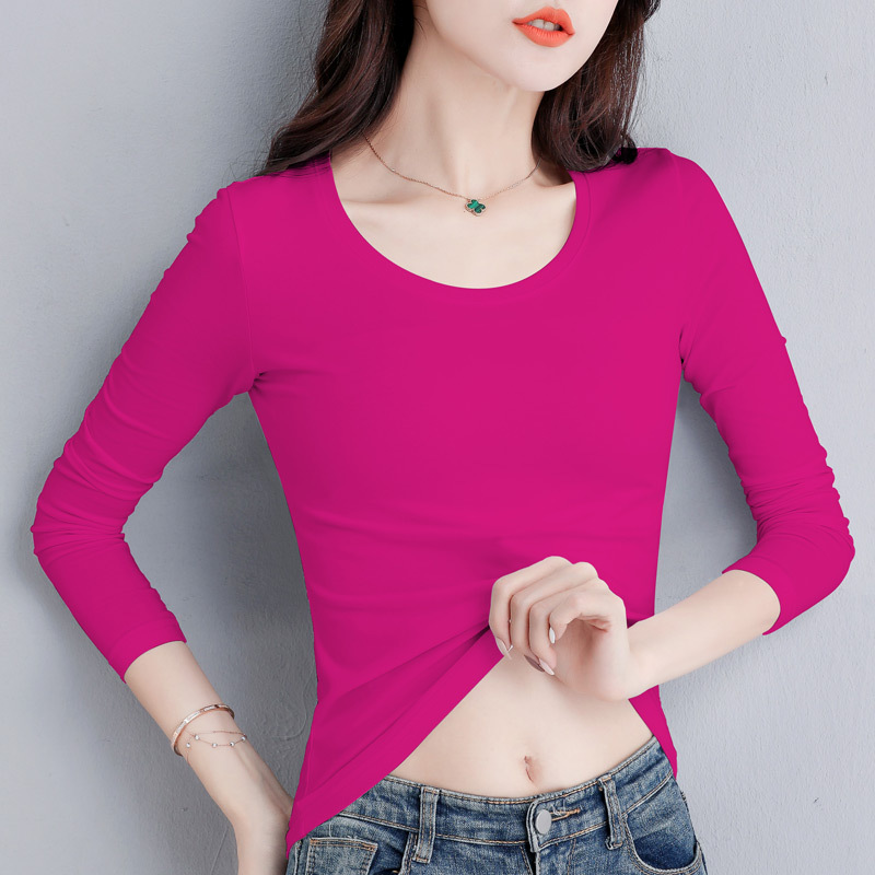 로즈 레드 라운드넥 긴소매