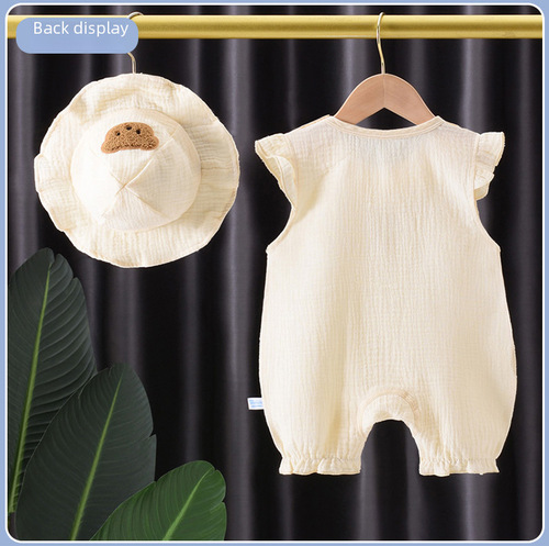 Baby Hairy A Class Cotton Onesie Newborn Clothes Baby Clothing Pure Cotton Girls Crawling Suit Cute Hat