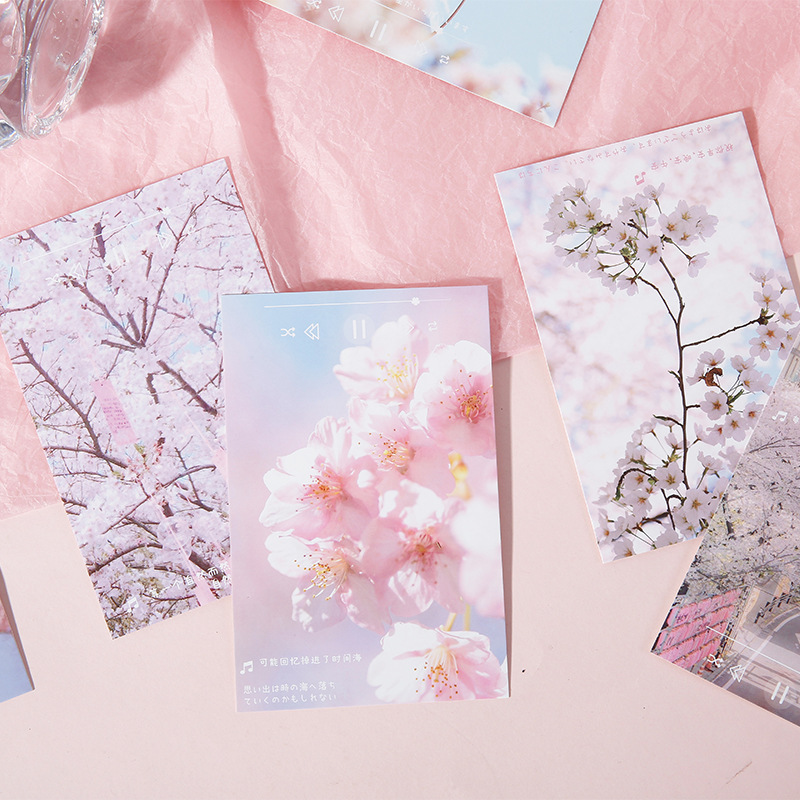 Postcard cherry blossoms Miss you series Yan value fresh flowers and plants festival anniversaries of important events Blessing card