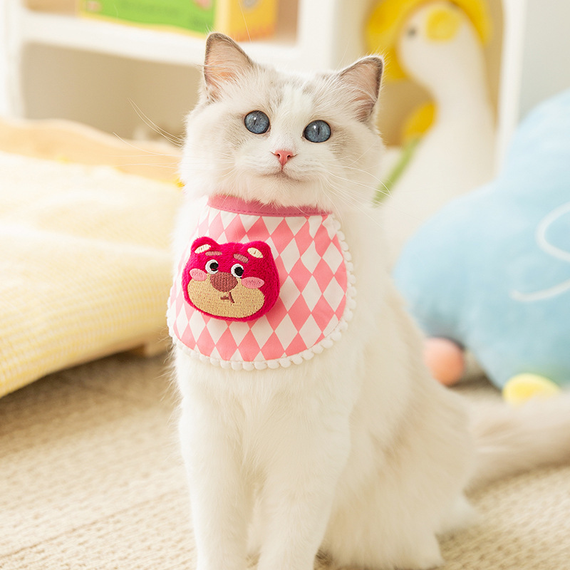 Nuevo gato rojo lindo dibujo animado conejo animal toalla saliva toalla triángulo perro toalla decoración bufón collar de mascota