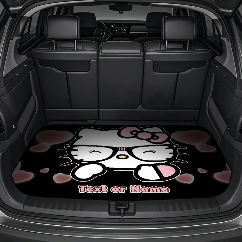 Hello Kitty cartoon anime crystal velvet dirt-resistant and wear-resistant trunk mat, car floor mat, easy to clean, dust-absorbing and dust-proof mat