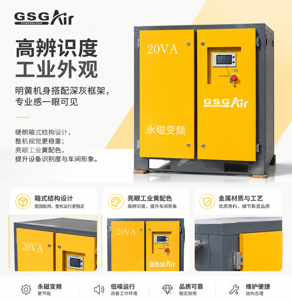 15Kw Permanent Magnet Variable Frequency Screw Air Compressors Commonly Used in Workshops, 20P Stable and Durable Air Compressors, Factory Direct Sales