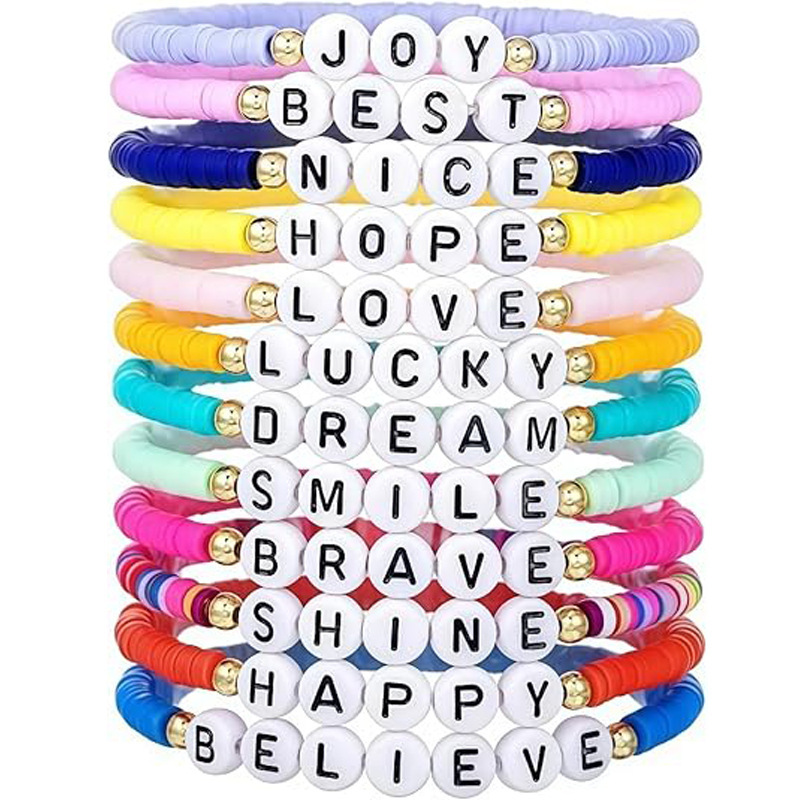 Handmade Cross-Border Jewelry Taylor Swift Fan Colorful Soft Clay Bracelet English Name Bracelet Set for Women Handmade Cross-Border Jewelry Taylor Swift Fan Colorful Soft Clay Bracelet English Name Bracelet Set for Women
