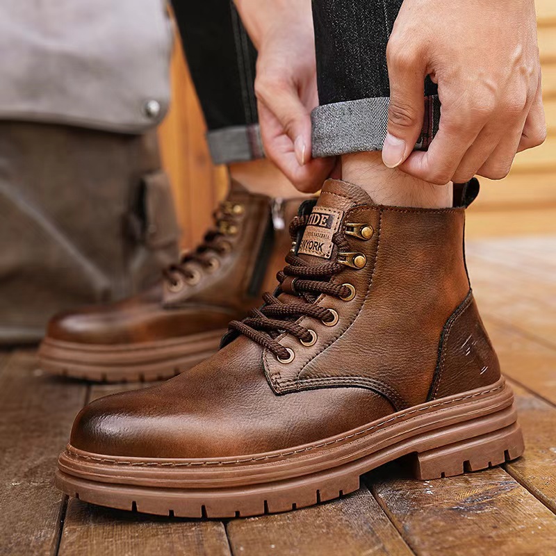 Herren Martin 2024 Neuer Trend Herbst Winter High-Top Lederschuhe Amerikanische Arbeitsstiefel Motorradstiefel_voghion.com