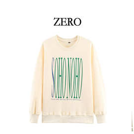 ZERO自制欧美风新款女装时尚百搭秋冬款印字圆领通勤套头卫衣外套