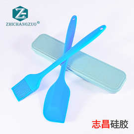 厂家直供 硅胶烘焙大号2件套装刮刀刷一体式蛋糕奶油抹刀烘焙工具