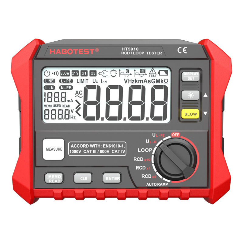 HT5910漏电开关/回路电阻测试仪高压工业RCD/LOOP测试仪英文版