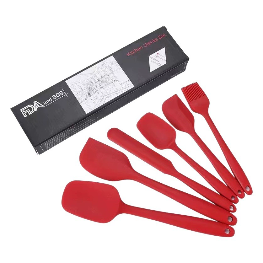 Силиконовая кухонная утварь силиконовый скребок, 6 предметов, цельная масляная кисть, шпатель для крема для торта, инструменты для выпечки своими руками