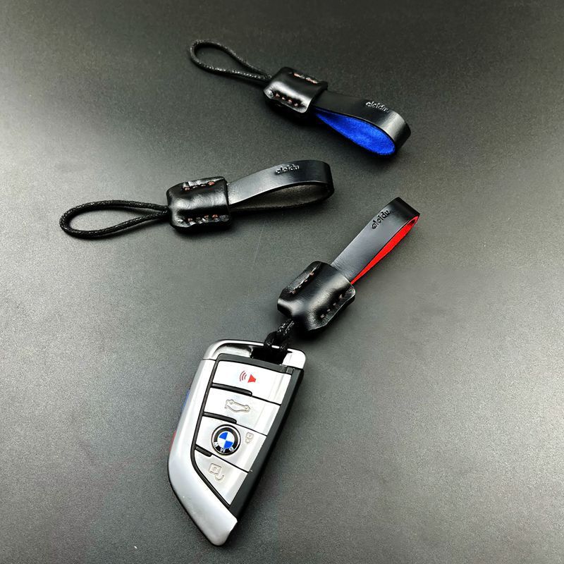 2色の第一層牛革車のキーチェーン、パーソナライズされたシンプルなショートキーチェーン、ハイエンドの紛失防止、傷のない車のキー|undefined