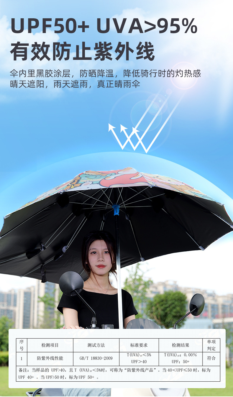 New Electric Vehicle Umbrella Canopy Sunshade Sun Protection for Electric Scooters, Thickened 168