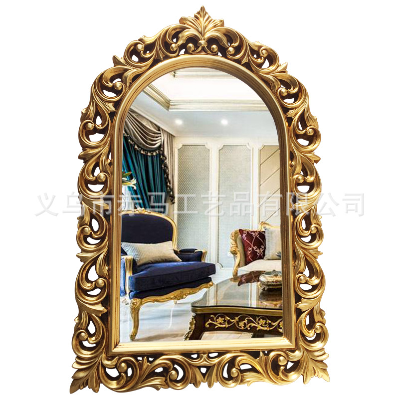 De estilo europeo hueco tallado espejo de baño salón pasillo colgante de pared espejo decorativo peluquería ESPEJO de medio cuerpo tocador espejo de maquillaje