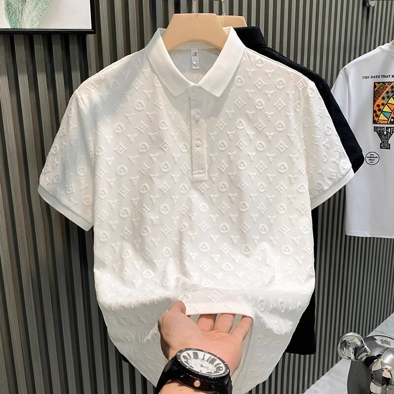 European Fashion Brand Foreign Trade POLO Shirt Short-sleeved Men's All-match Summer New Casual Lapel Business Jacquard Solid Color T-shirt European Fashion Brand Foreign Trade POLO Shirt Short-sleeved Men's All-match Summer New Casual Lapel Business Jacquard Solid Color T-shirt