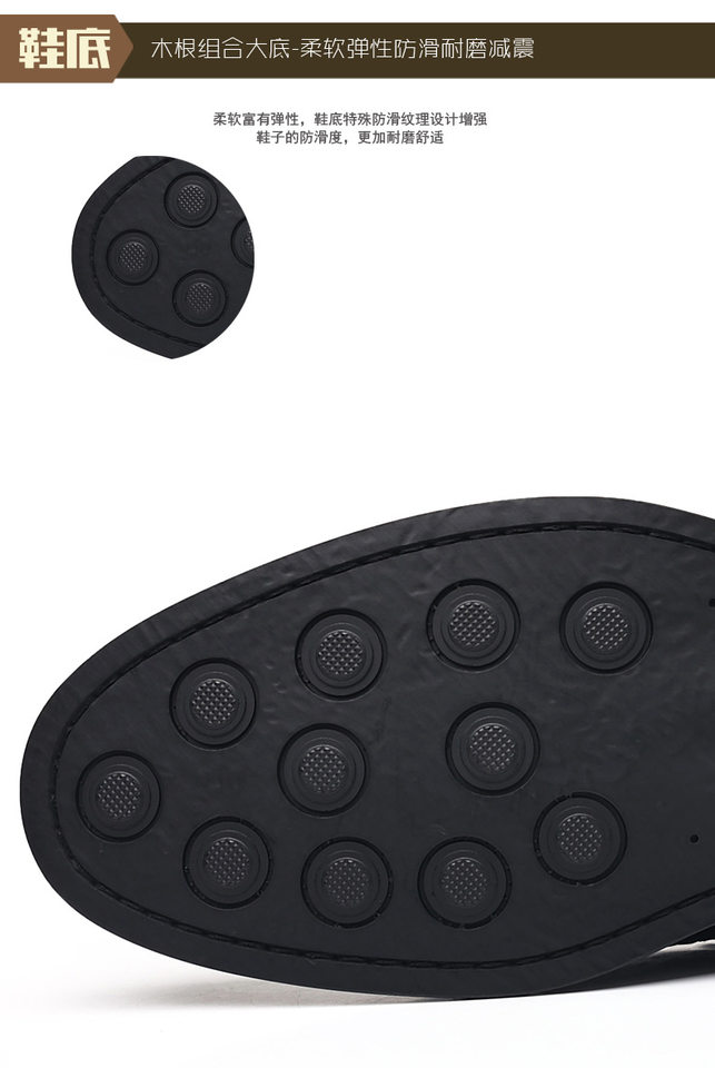 Sandal nam da bò lớp đầu khoét lỗ thoáng khí, đế bằng gỗ tự nhiên, kiểu lười — Sandal màu nâu, Sandal đen chi tiết 12