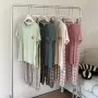 格子短袖夏季日系睡衣