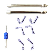 汽车轮胎充气黄铜延长杆 金属打气加长杆 独轮车轮胎充气杆9件套