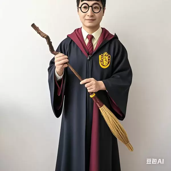 Cross-Border Halloween Golden Grass Pine Witch Flying Broom Harry Potter Magic Broom Performance Props