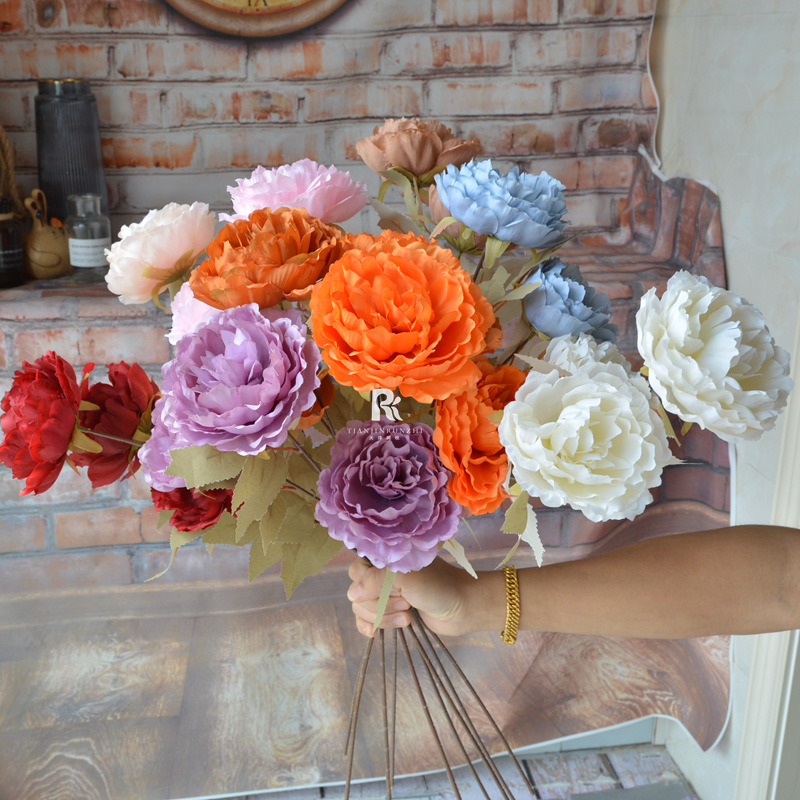 Artificial Peony and Peony Flower Arrangement for Wedding Decoration, Artificial Flower Path Guide, Artificial Flower Bouquet with Peony and Anemone