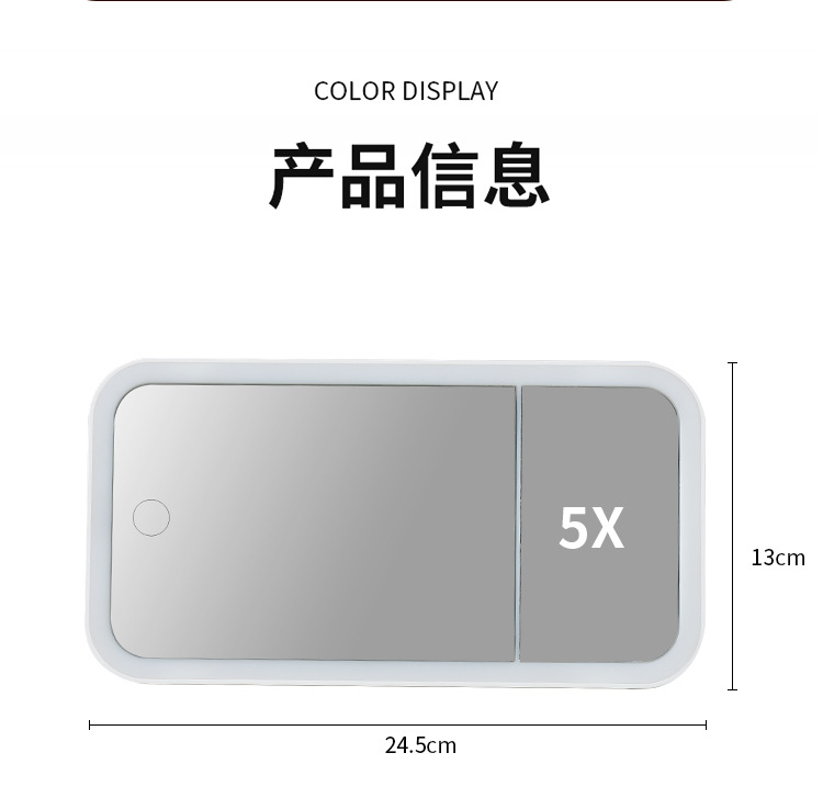 Cross-Border Car Sun Visor Led Makeup Mirror with Light Makeup Mirror Vanity Mirror Touch-Up Mirror Makeup Mirror with Light Comb