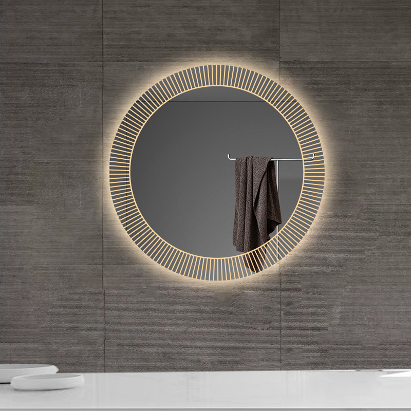 Espejo de baño Espejo inteligente redondo Espejo de pared Espejo de baño Inodoro LED luminoso Espejo de vestuario Pantalla táctil