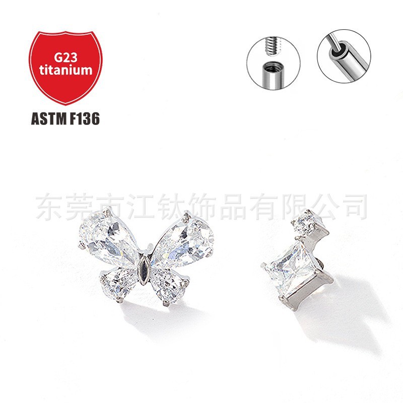 Pointed titanium steel lip stud product view