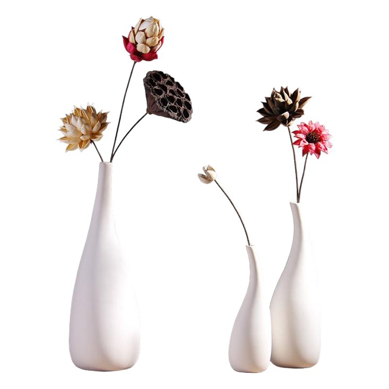 Estilo nórdico simple jarrón de cerámica decoración pigmento blanco flor seca arreglo decoración del hogar Decoración fábrica al por mayor