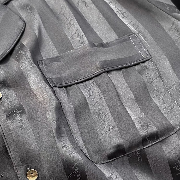 Daishian Clothing [Collar Embroidery] Men's Pajamas Casual Jacquard Pajamas Ice Silk Silk Embroidery High-End 3