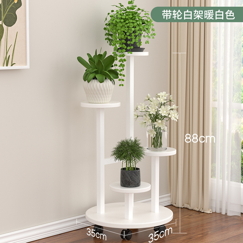 Estante de flores de arte de hierro, decoración de sala de estar, estante de macetas, balcón, estante de flores de eneldo verde de pie, estante de madera de acero de varios pisos para interiores image 11