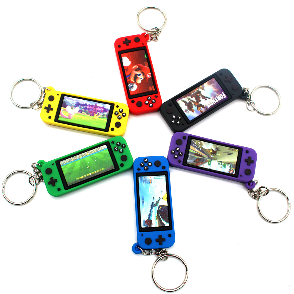 Mini Creative Handheld Game Charm Game Handle Keychain Catch Doll Machine Mario Zelda Key