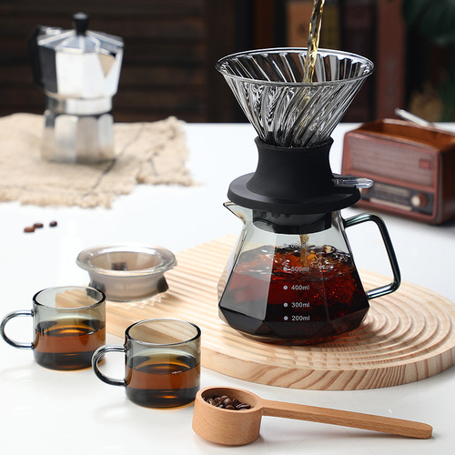 The Heat-resistant Glass Octagonal Diamond Coffee Pot Set