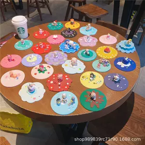 ฝาครอบแก้วซิลิโคนกันฝุ่น ลายการ์ตูนนวดนิ่ม