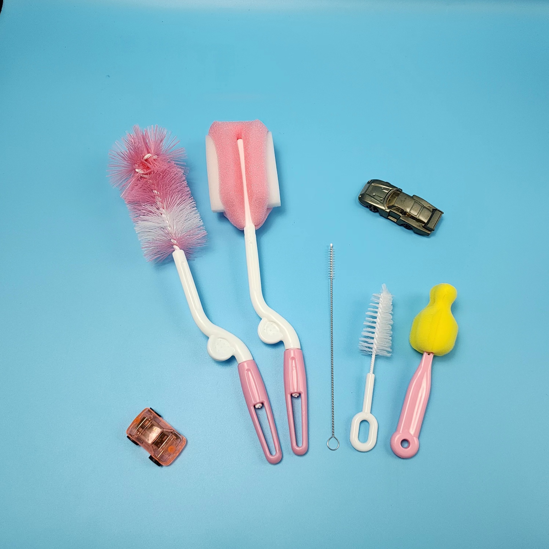 Le Ermei Juego de 5 piezas Cepillo para biberón Juego de 5 piezas Cepillo para biberón giratorio 5 en 1 Cepillo para biberón Juego de cepillo para pezones