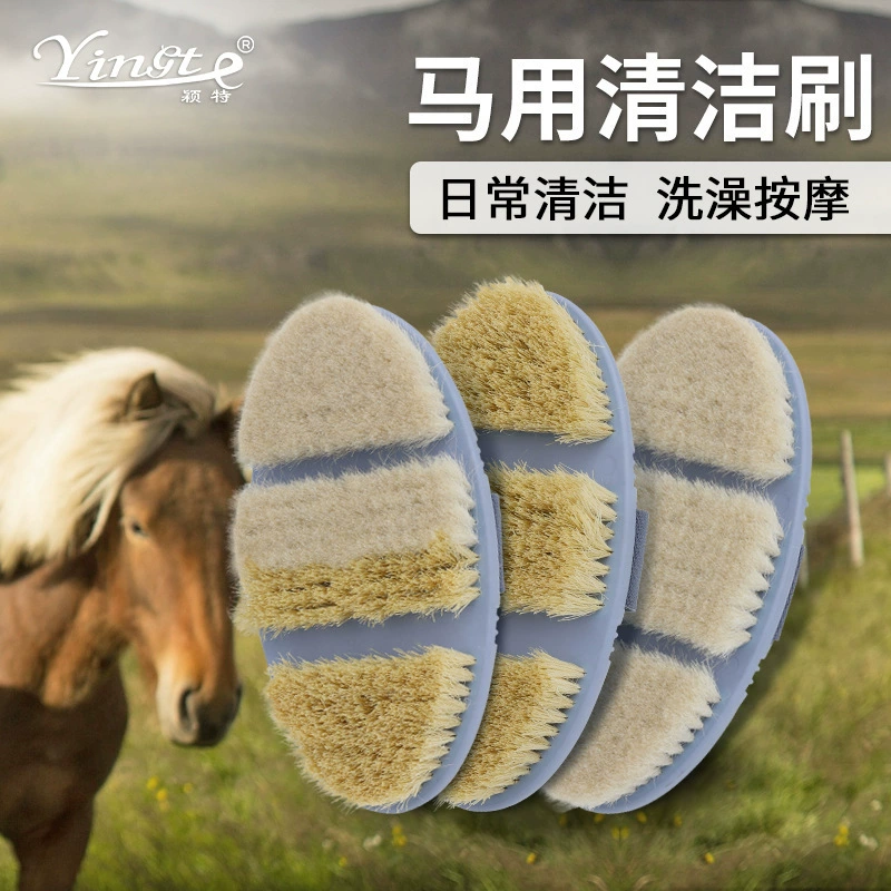 Лошадь принадлежности Лошадь Чистка щетка овальная лошадь щетка шерсть щетка сизаль щетка Бент мыть лошадь щетка