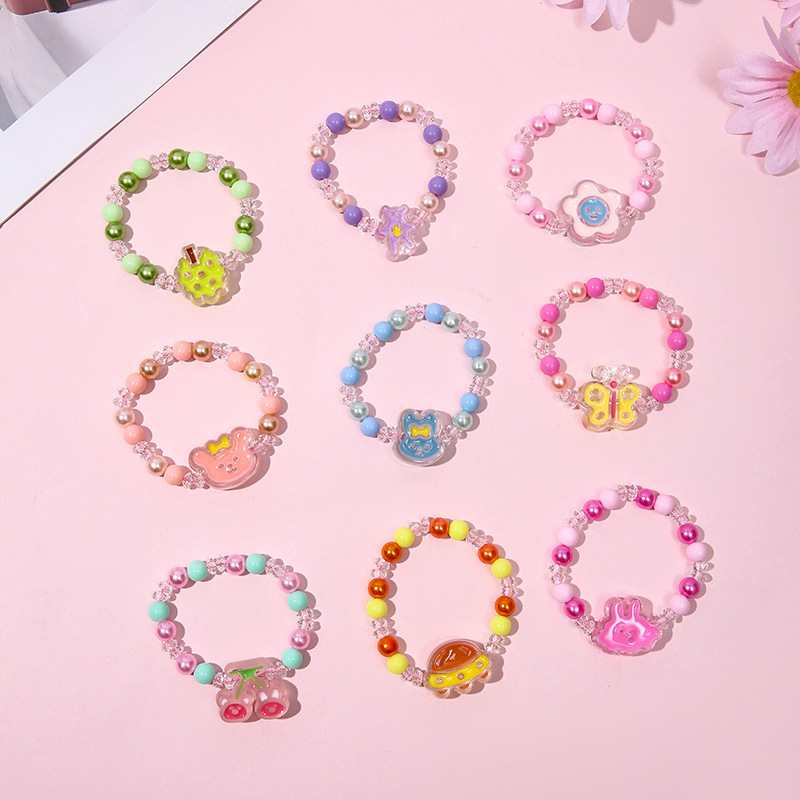 Cartoon Style Rabbit Flower Butterfly Arylic Beaded Kidu0027S Bracelets 1 Piece