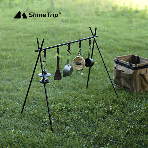 Shanqu Aluminum Alloy Portable Storage Hook Rack Outdoor Folding Tripod Camping Tableware Storage Organizing Hanger