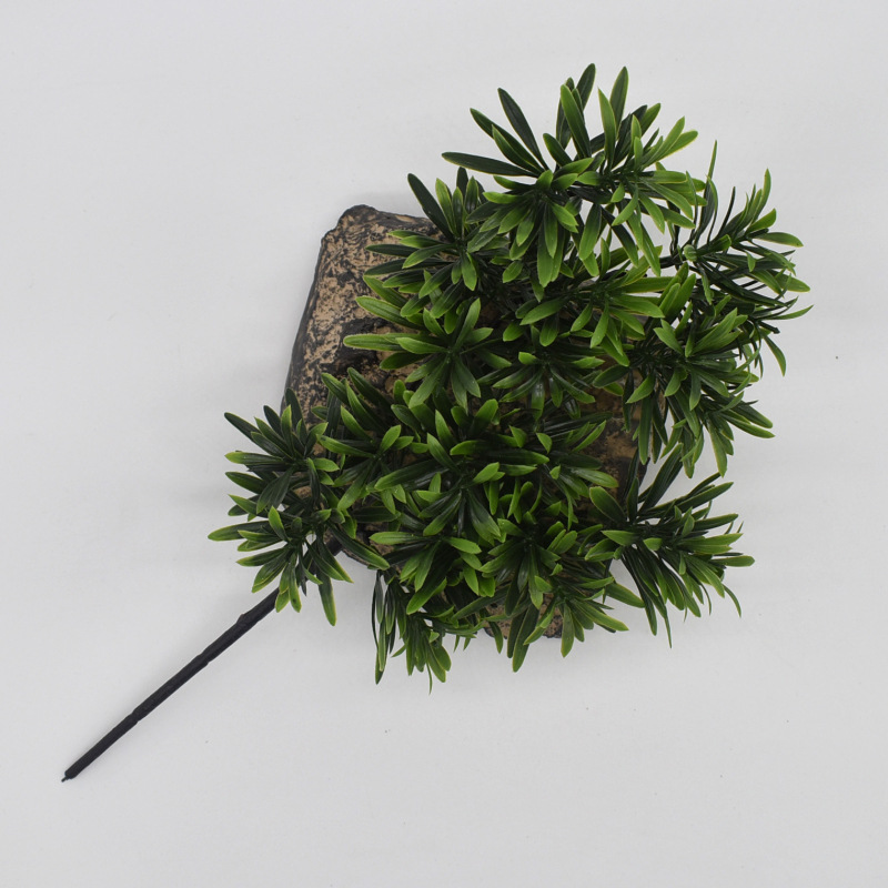 Simulación de ramas de pino verde hermosa Luohan Cliff Bai Pino decoración de interior simulación falsa planta de plástico maceta adornos