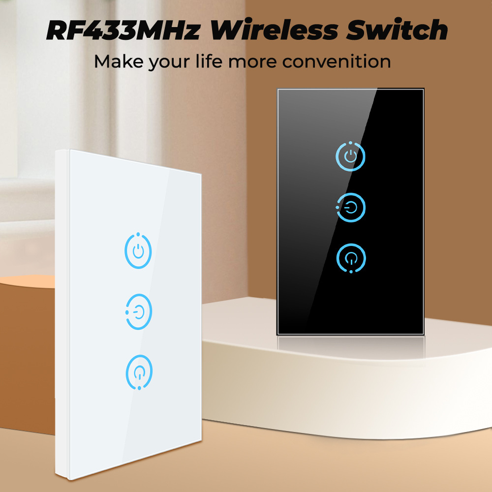 Wiring-free RF 433 US and European regulations smart touch Brazilian wireless switch mobile remote control panel