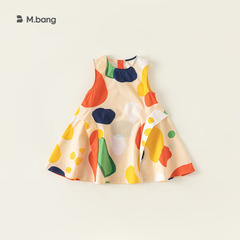 INSbobo girls dress summer irregular graffiti dress children's clothing fashionable sleeveless dress XQ23068