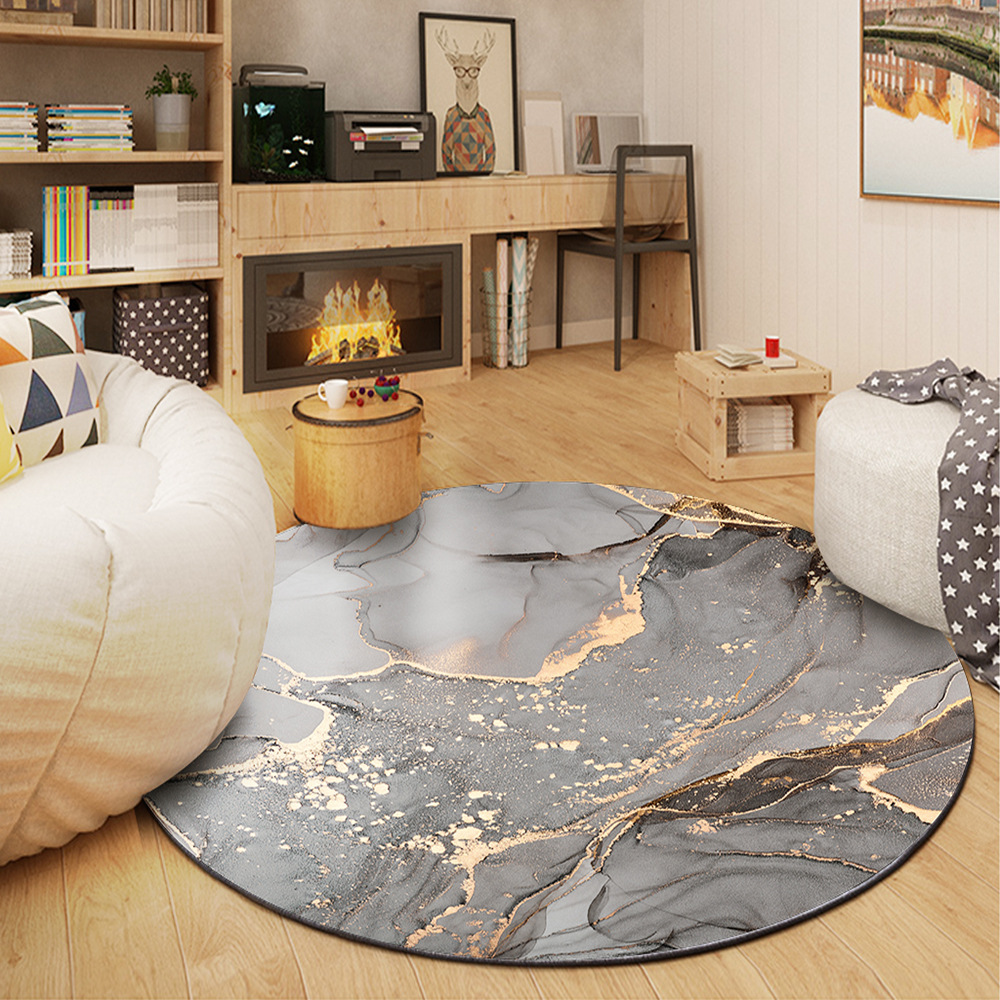 Tapete Redondo para Pie de Cama de Seda Artificial, Absorbente y Antideslizante para Sala de Estar image 6