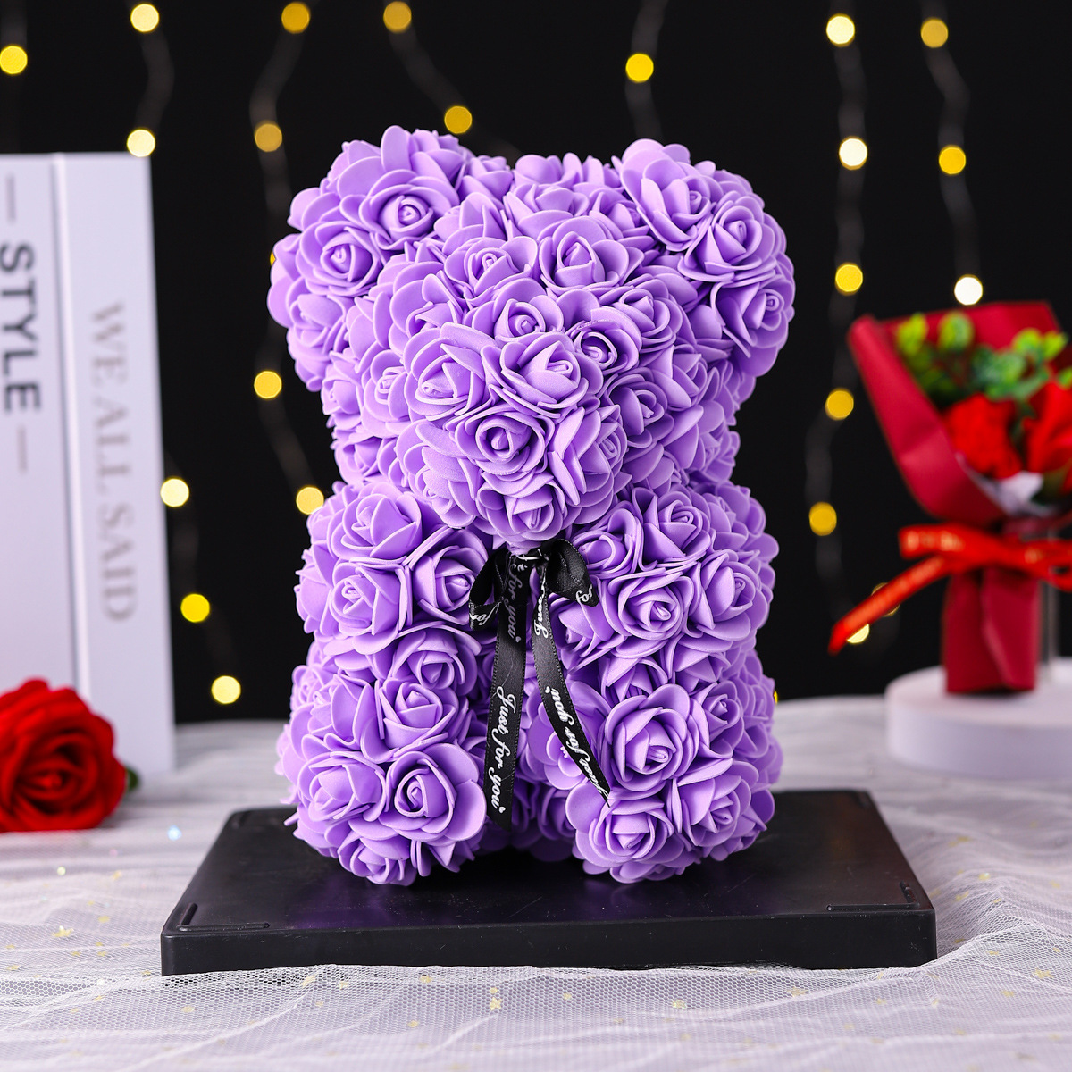 Elegant, Lady Style Valentine'S Day Elegant Lady Bear Plastic Ornaments Artificial Flowers