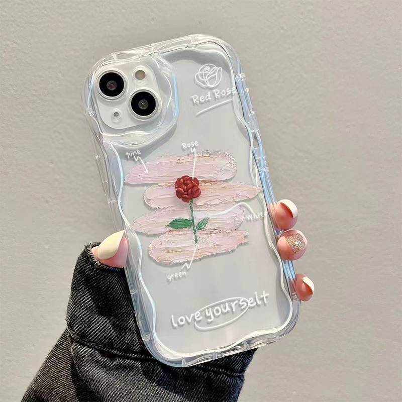 iPhone 17 Pro şeffaf telefon kılıfı, Apple 16 Pro Max, sınır ötesi 15 kız, 14/13 uyumlu pigmentli gül desenli.