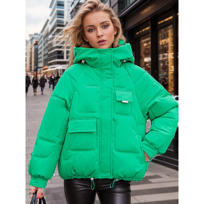 连帽羽绒棉衣服女装新短款冬季韩版大码加厚多口袋棉袄外套潮|undefined