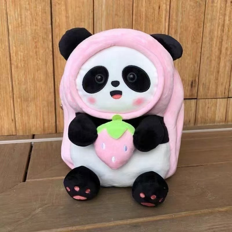 新しいパンダバックパック子供のぬいぐるみバックパック怠惰なスタイルの赤ちゃんぬいぐるみバックパック男の子と女の子用|undefined