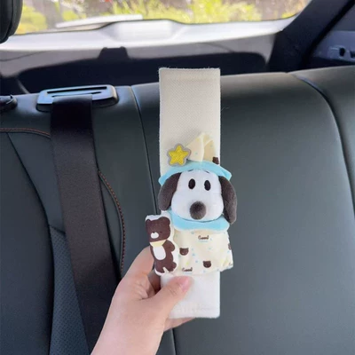 Snoopy Şirin Kukla Avtomobil Bəzəyi Təhlükəsizlik Kəməri Çiyin Yastığı Pluş Oyuncaq