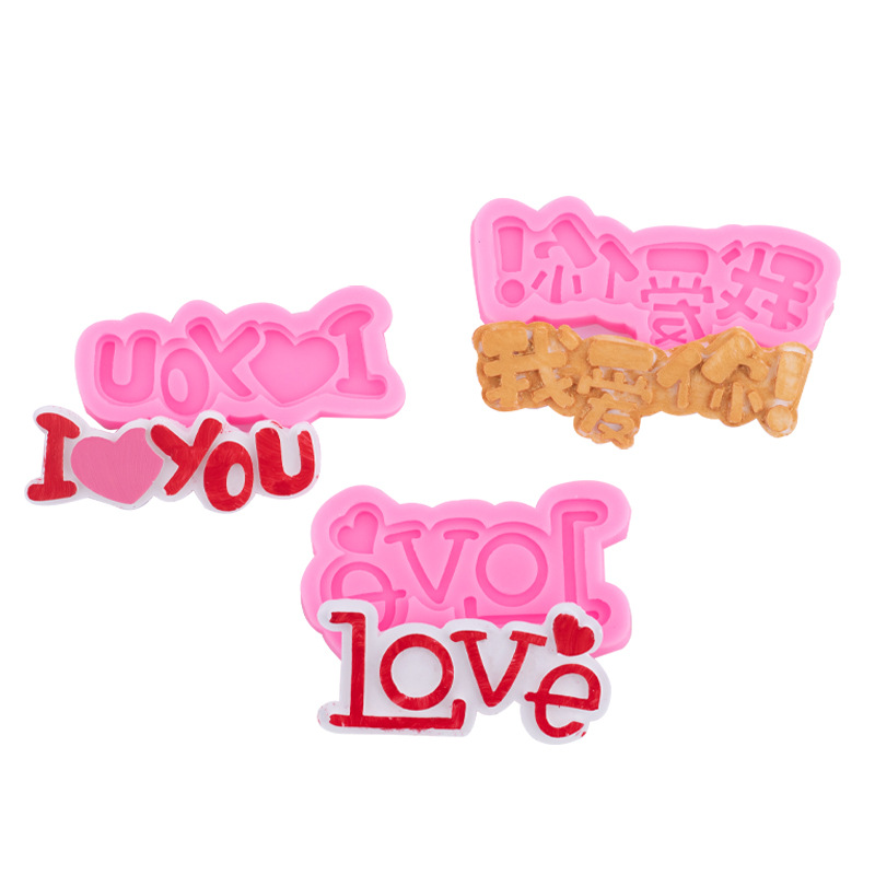 Día de San Valentín amor carta amor te amo carta silicona molde fondant chocolate pastel decoración molde