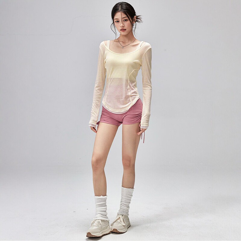 Yoga Clothing Tights for Women, Quick-Drying, Breathable, Sports and Fitness Short-Sleeved Tops 2026 New Spring and Summer Running Badminton